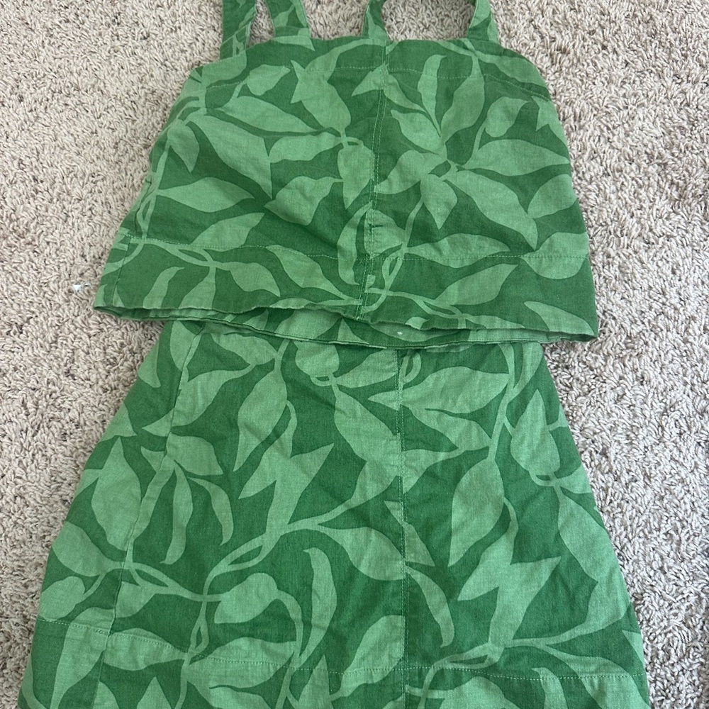 Banana Republic Leafy Green Linen-Blend Skirt Set Size XS/0